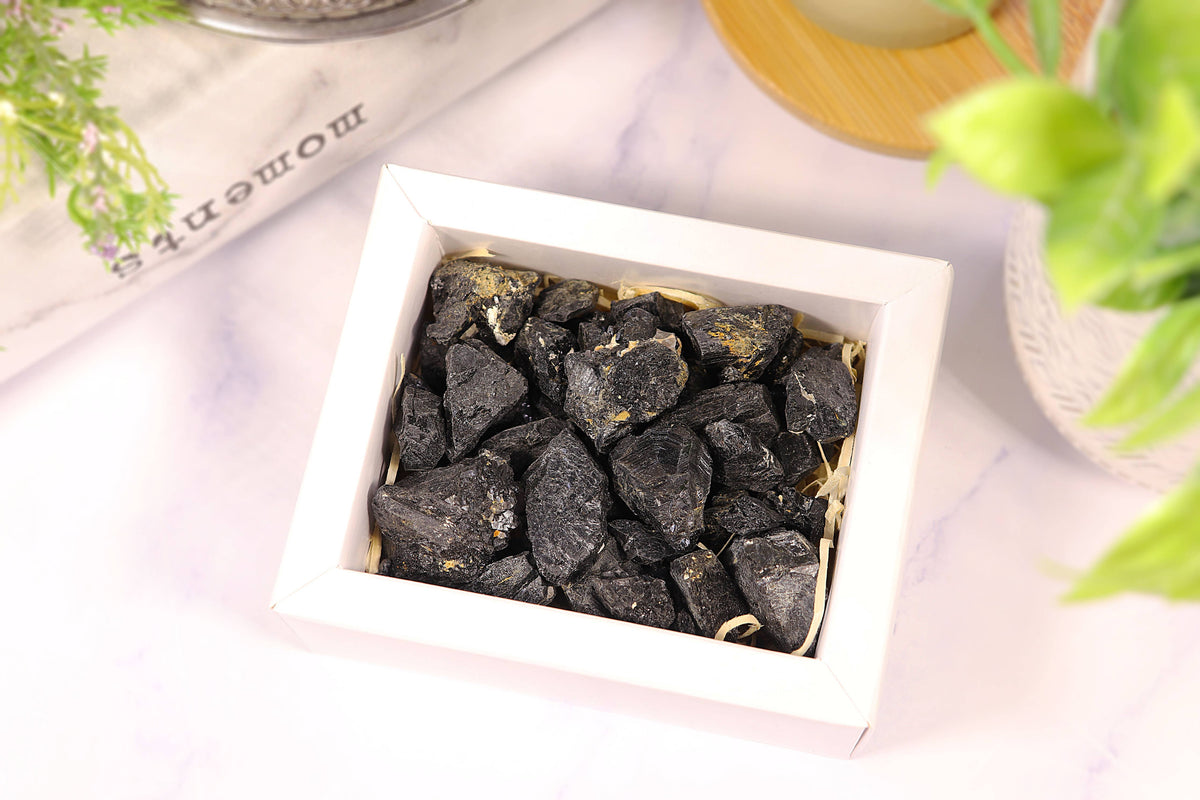 Black Tourmaline Gravel Gem Box - Black Tourmaline Crystal