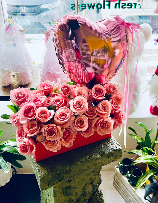 Balloon and Roses Arrangement