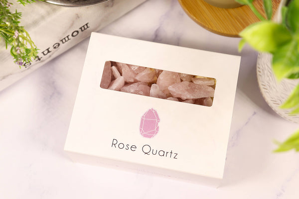 Rose Quartz Gravel Gem Box - Rose Quartz Crystal
