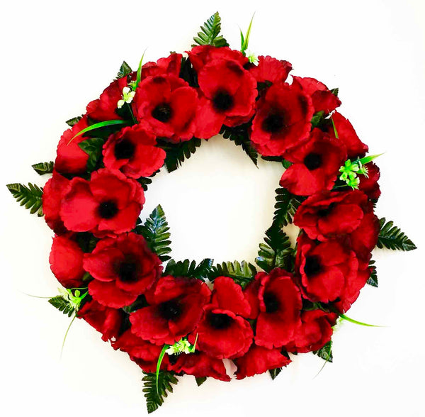 24" RED POPPY WREATH