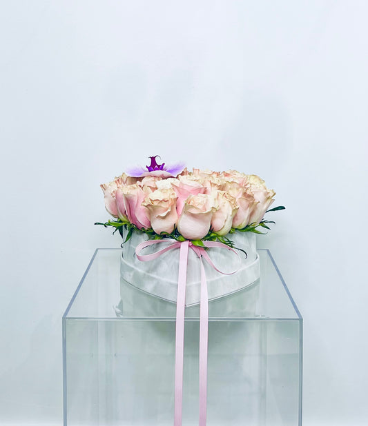 Roses and Orchid Box Arrangement