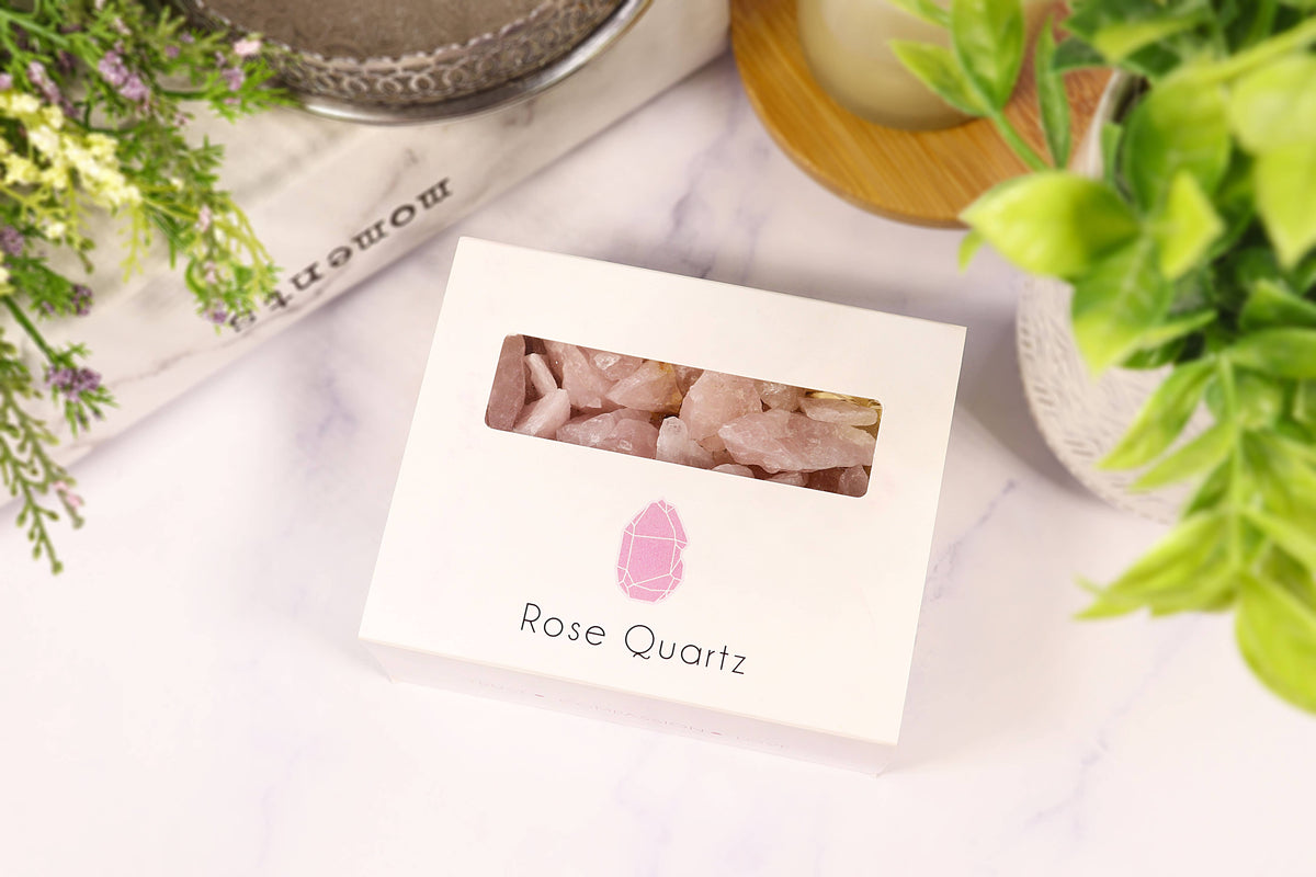 Rose Quartz Gravel Gem Box - Rose Quartz Crystal