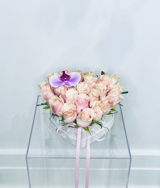 Roses and Orchid Box Arrangement