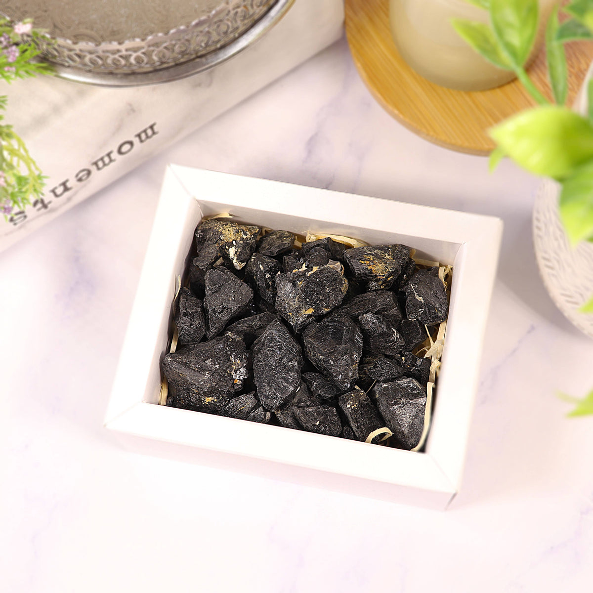 Black Tourmaline Gravel Gem Box - Black Tourmaline Crystal