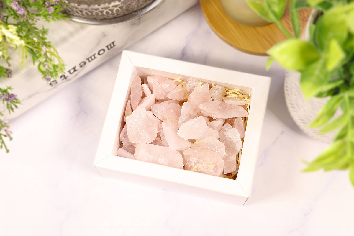 Rose Quartz Gravel Gem Box - Rose Quartz Crystal