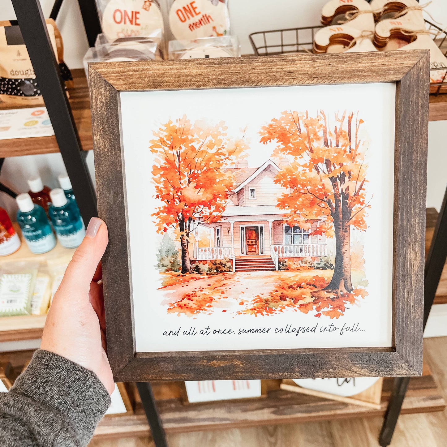 And All At Once Summer Collapsed Into Fall Framed Wood Sign