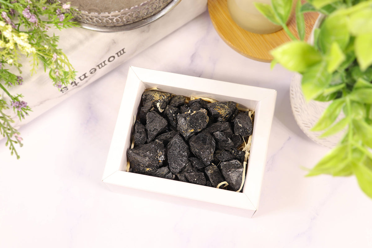 Black Tourmaline Gravel Gem Box - Black Tourmaline Crystal