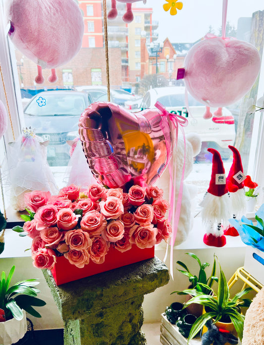 Balloon and Roses Arrangement