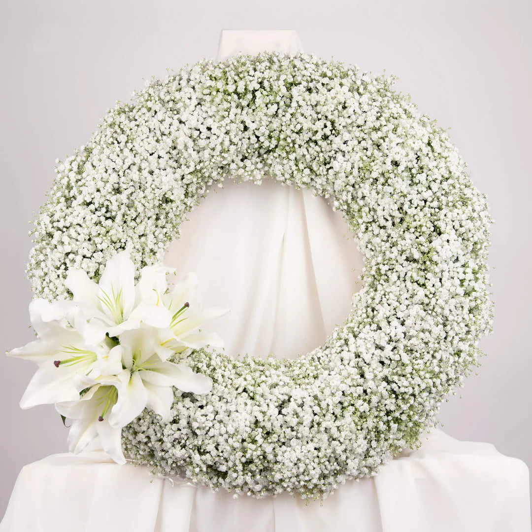 Baby’s Breath & Lily Sympathy Wreath