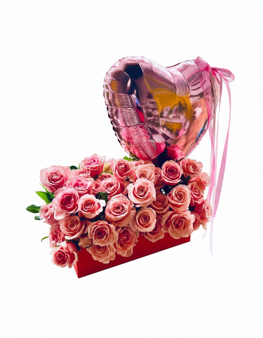 Balloon and Roses Arrangement