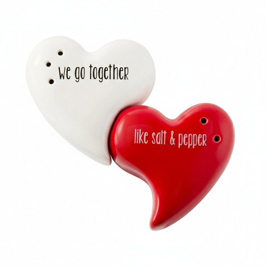 Heart Shaped Salt & Pepper Shakers, Set of 2