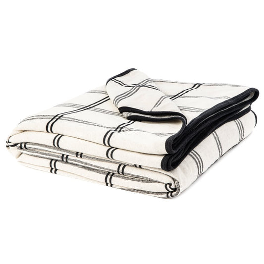 WALTER BEIGE AND BLACK PLAID THROW / PILLOW