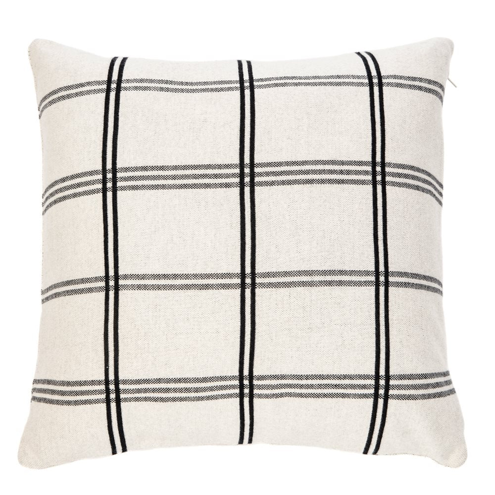 WALTER BEIGE AND BLACK PLAID THROW / PILLOW
