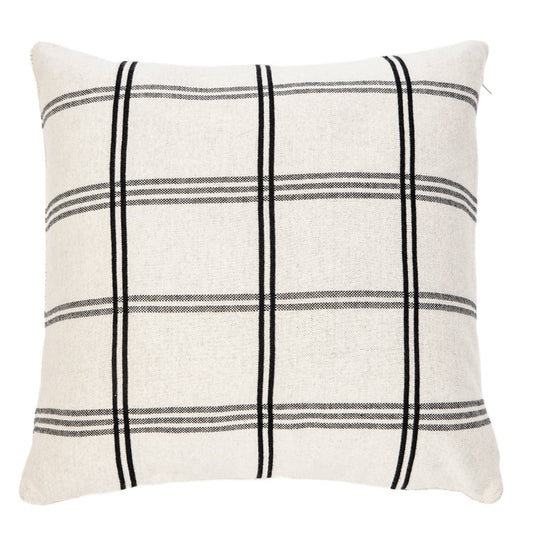 WALTER BEIGE AND BLACK PLAID THROW / PILLOW