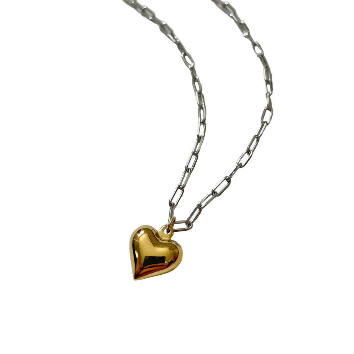 Chunky Heart Necklace- Gold Heart