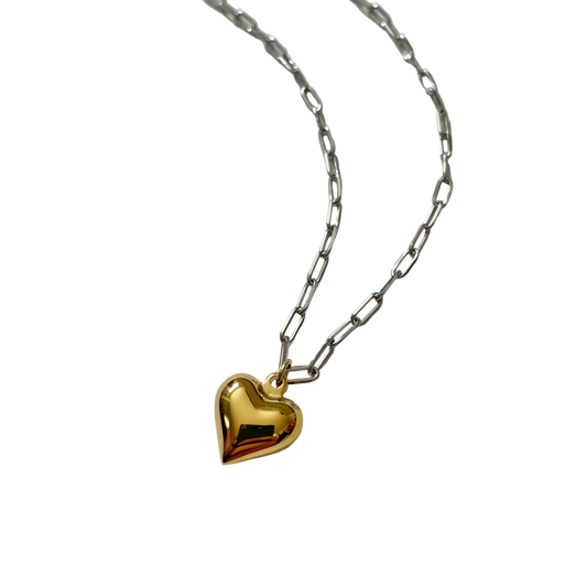 Chunky Heart Necklace- Gold Heart