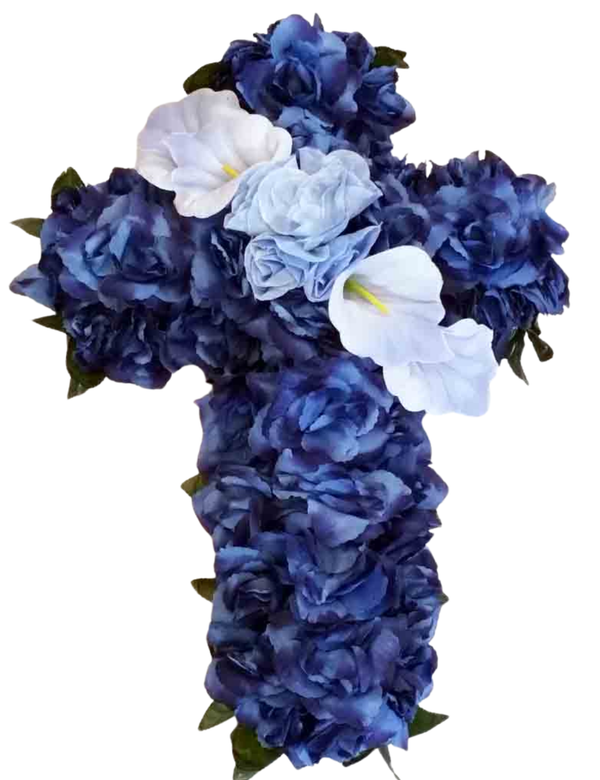 22" DARK BLUE/LIGHT BLUE DECORATIVE CROSS