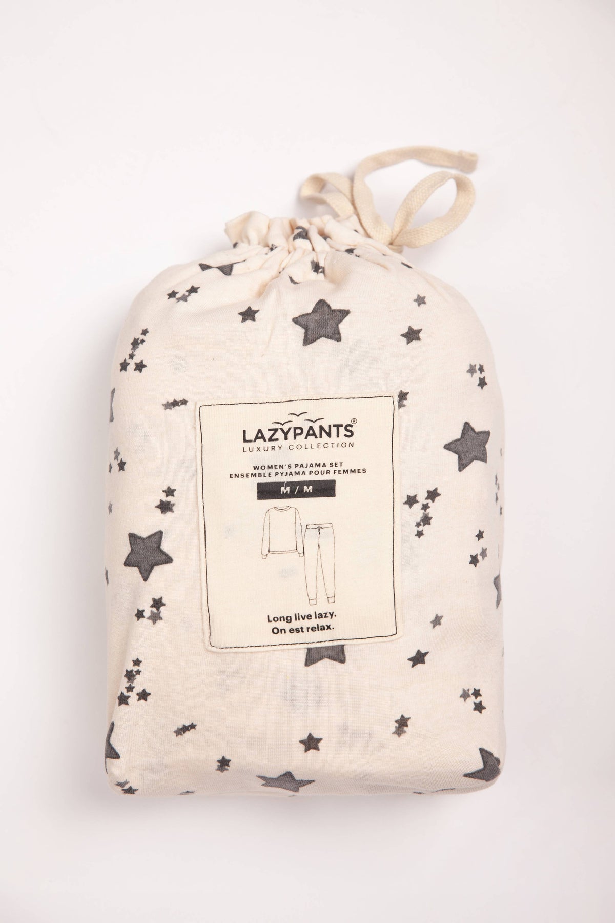 Women's Cotton Pajama Set in ivory stars