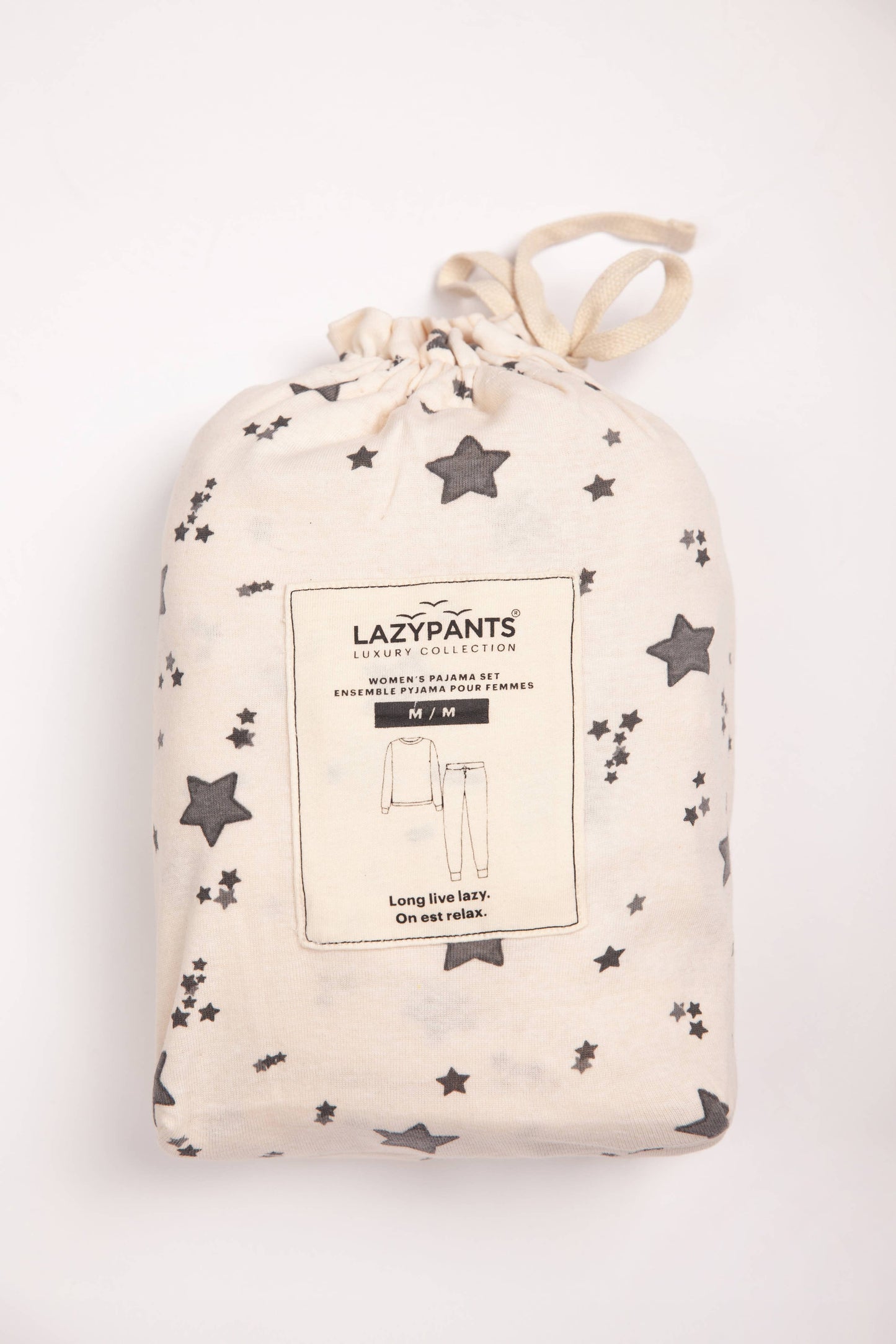 Women's Cotton Pajama Set in ivory stars