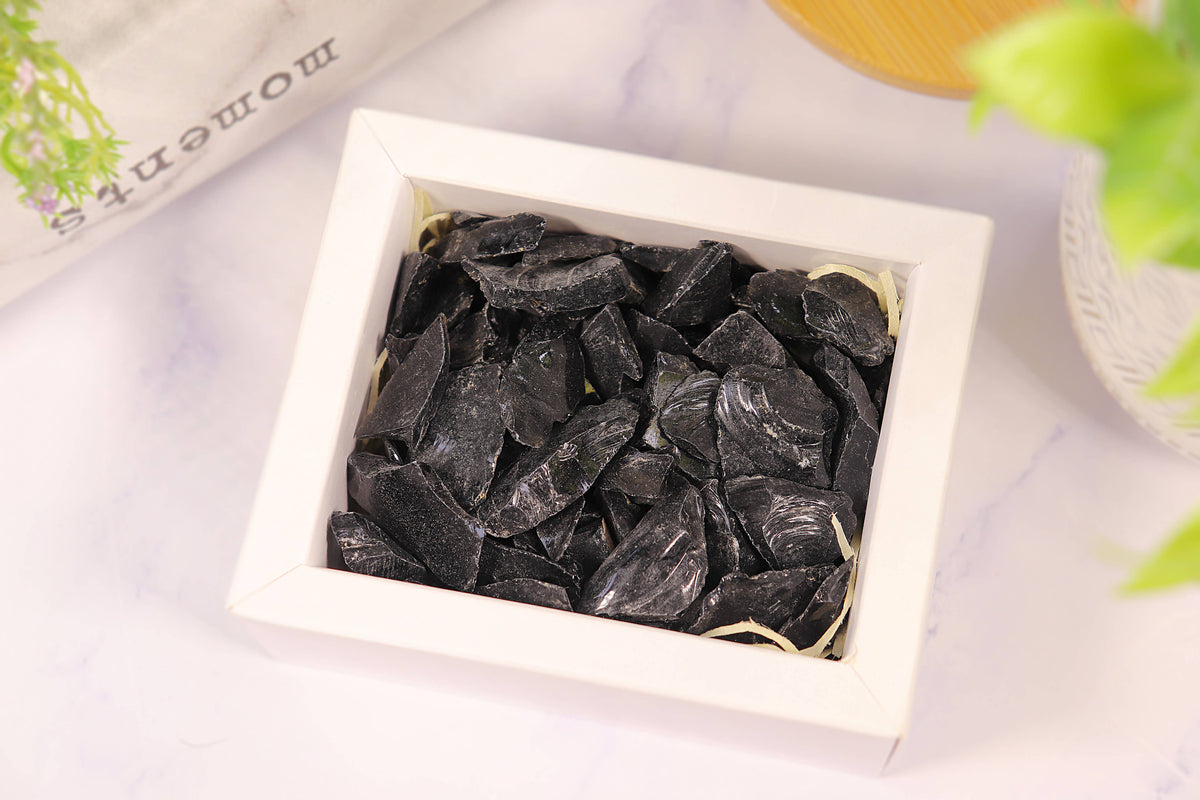 Black Obsidian Gravel Gem Box - Black Obsidian Crystal