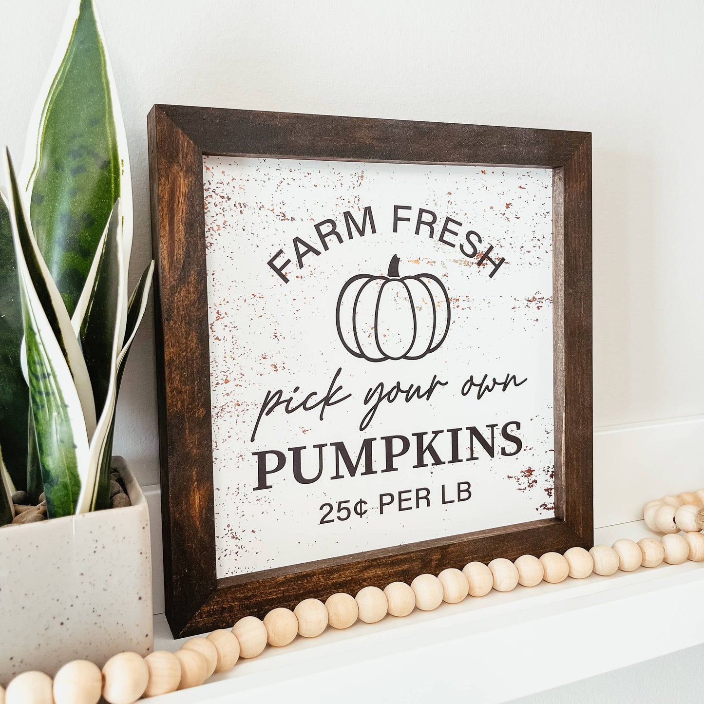 Farm Fresh Pumpkins Framed Wood Sign