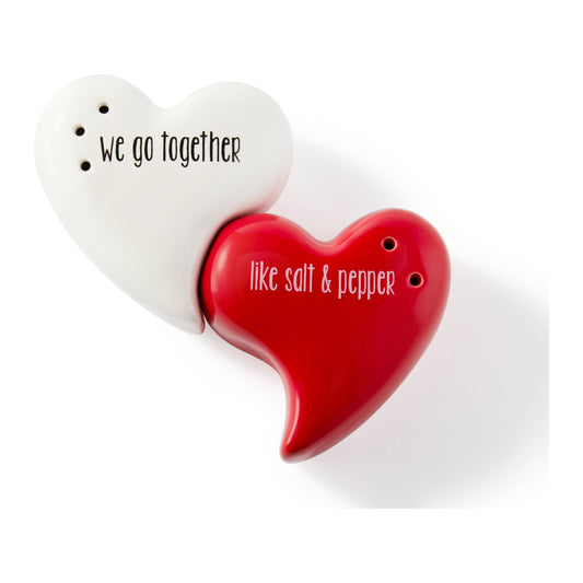 Heart Shaped Salt & Pepper Shakers, Set of 2