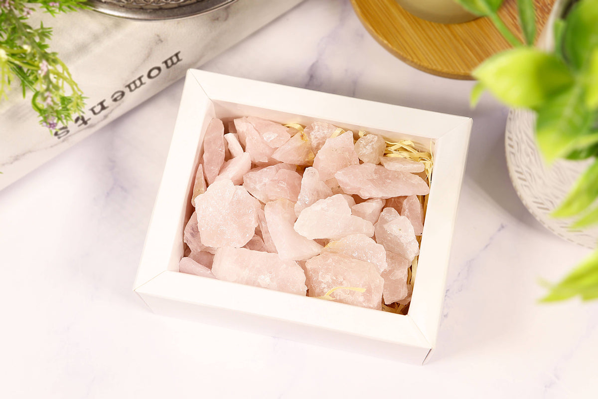 Rose Quartz Gravel Gem Box - Rose Quartz Crystal