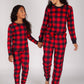 Kids Cotton Pajama Set in Red Buffalo Plaid