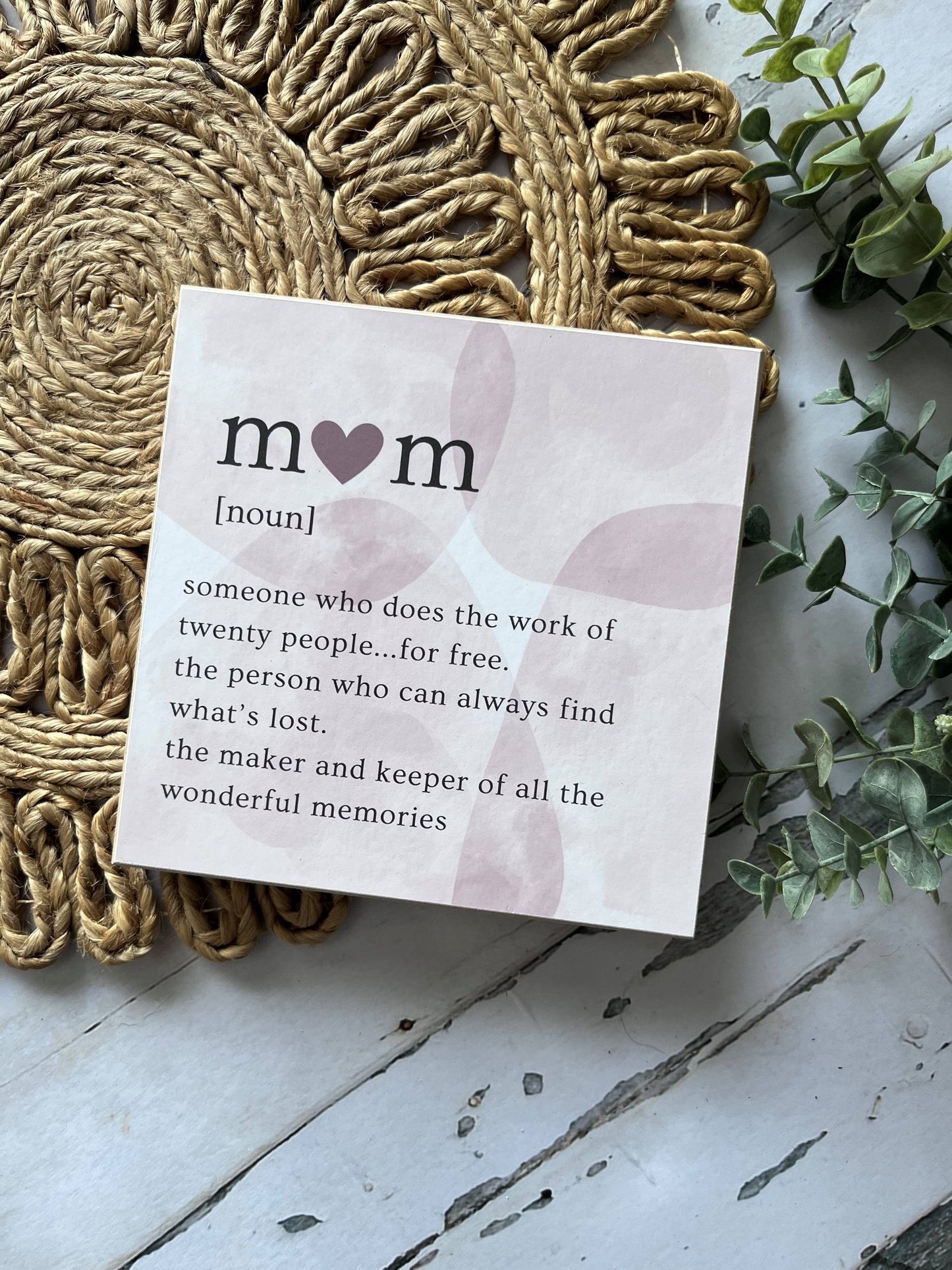 Mother's Day, Mom Definition Small Block Sign