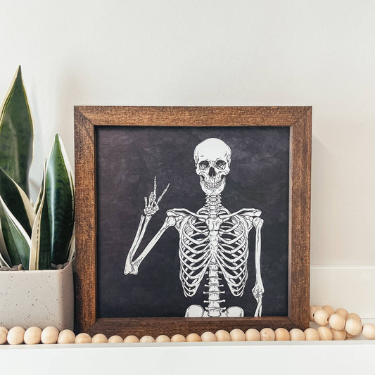 Skeleton Framed Wood Sign