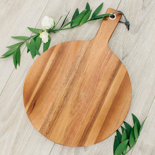 Wooden Round Cutting & Serving Board With Handle