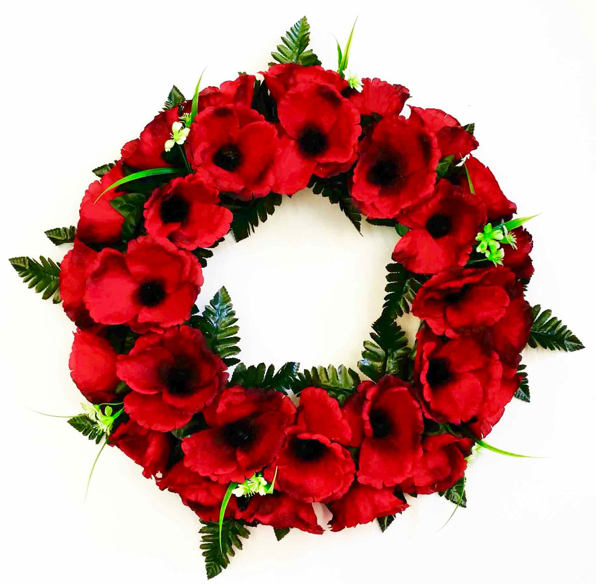 24" RED POPPY WREATH