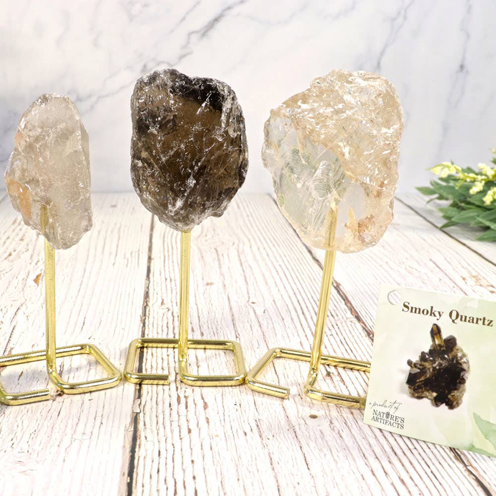Small Smoky Quartz on Gold Metal Stand - Smoky Quartz Décor