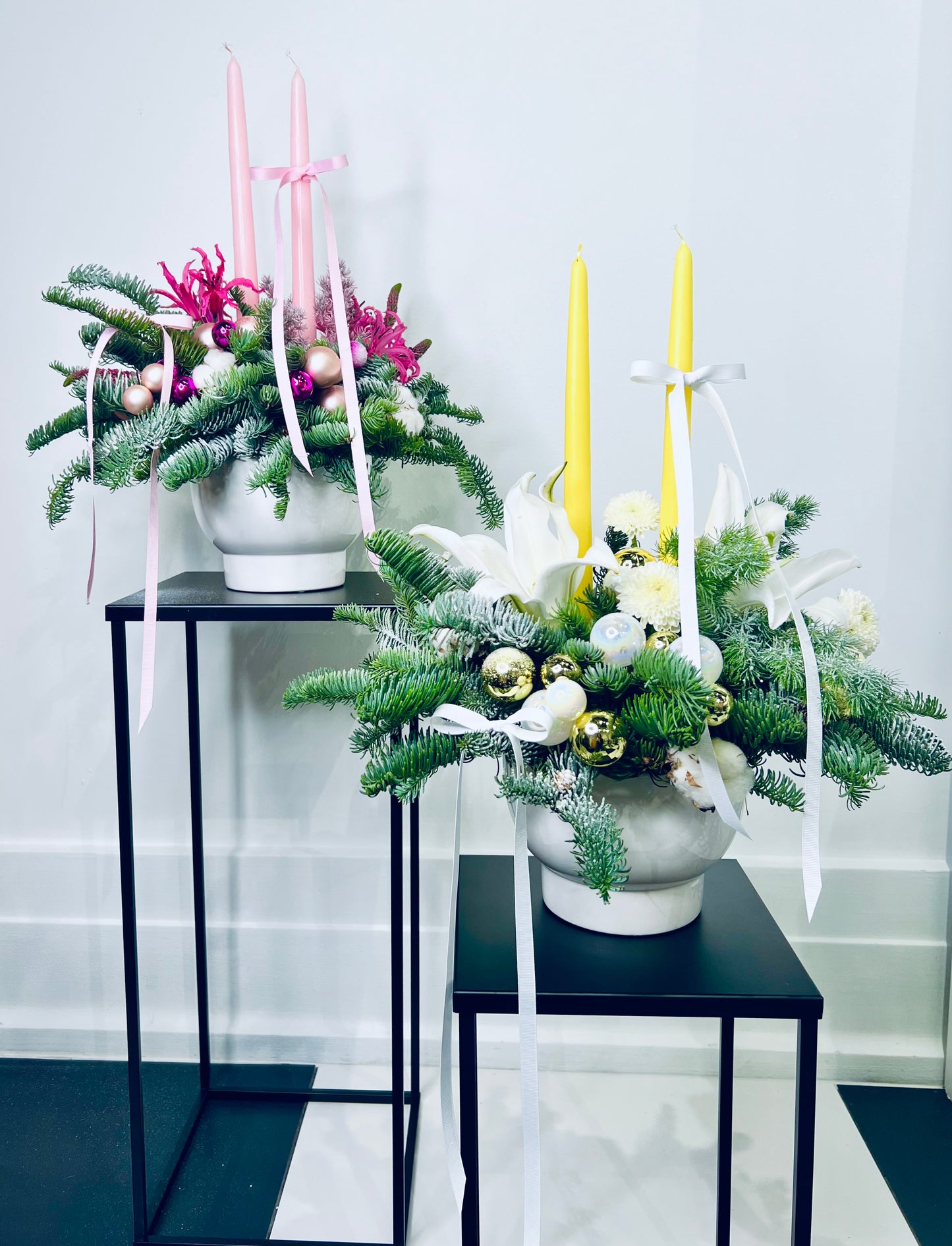 Yellow Candle Winter Lily Centerpiece