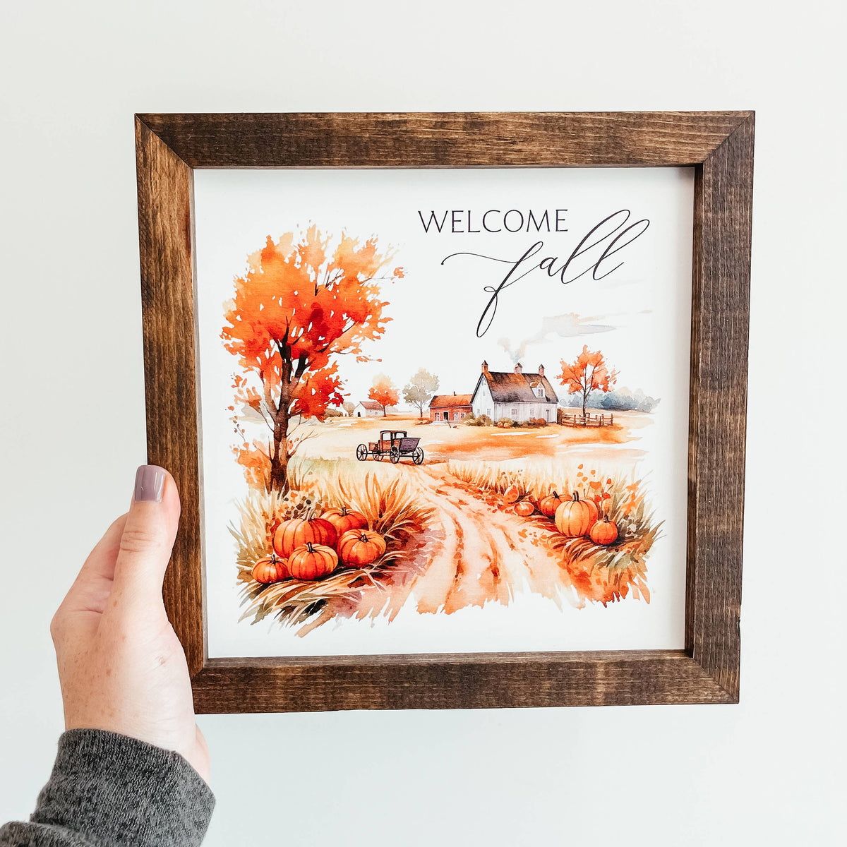 Welcome Fall Framed Wood Sign