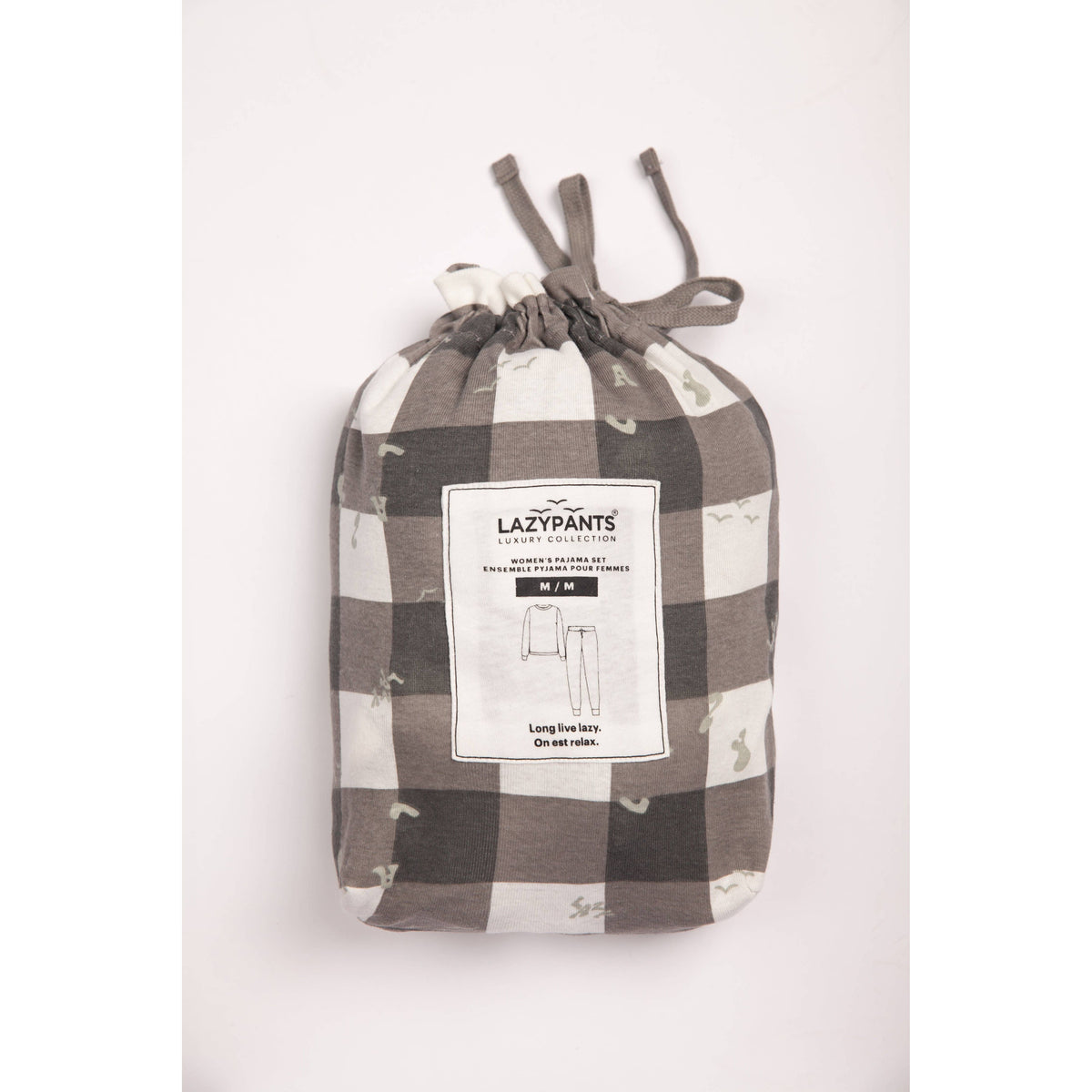 Women's Cotton Pajama Set in Lazy Bird Plaid