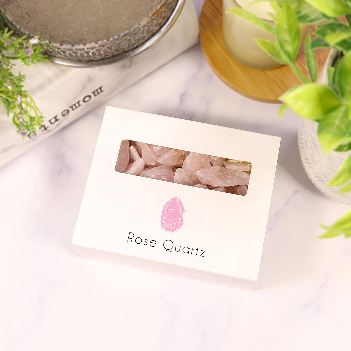 Rose Quartz Gravel Gem Box - Rose Quartz Crystal