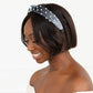 Wide Velvet & Pearl Knot Headband - Grey