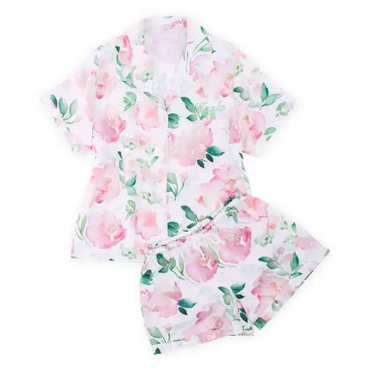 Women's Satin Pajama Sleepwear Set - Floral