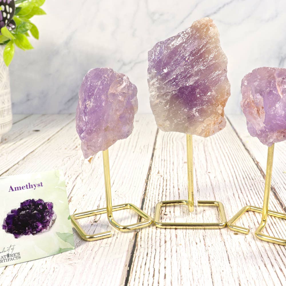 Small Amethyst on Gold Metal Stand- Amethyst Décor