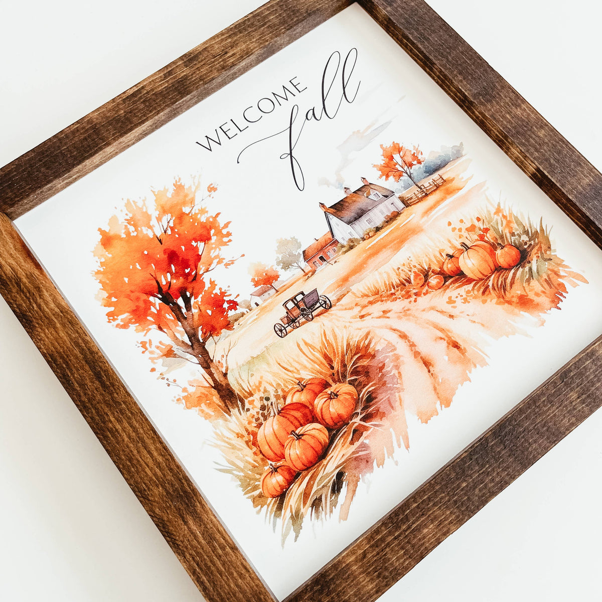 Welcome Fall Framed Wood Sign