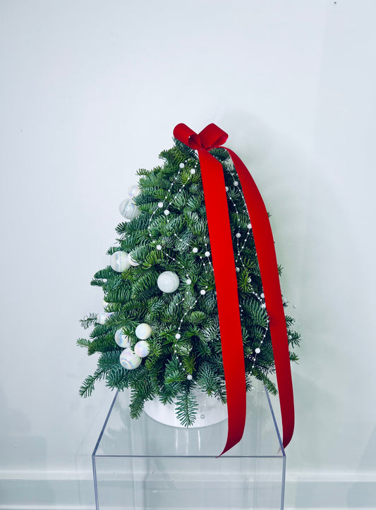 Red Velvet Bow Mini Christmas Tree