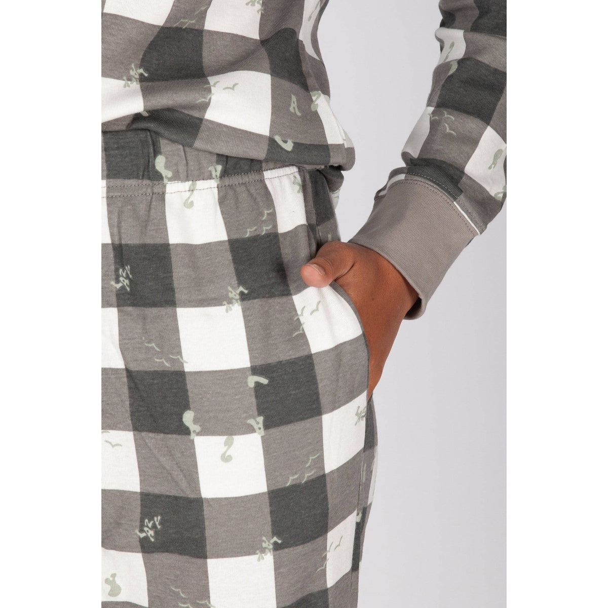 Women's Cotton Pajama Set in Lazy Bird Plaid