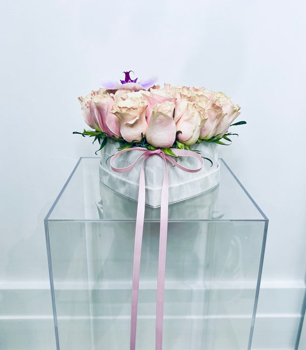Roses and Orchid Box Arrangement