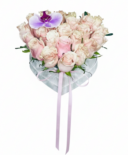 Roses and Orchid Box Arrangement