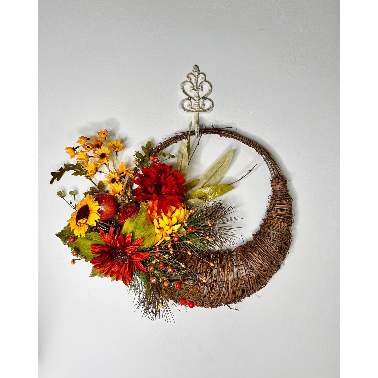 FALL FLORAL HALF WREATH 24”