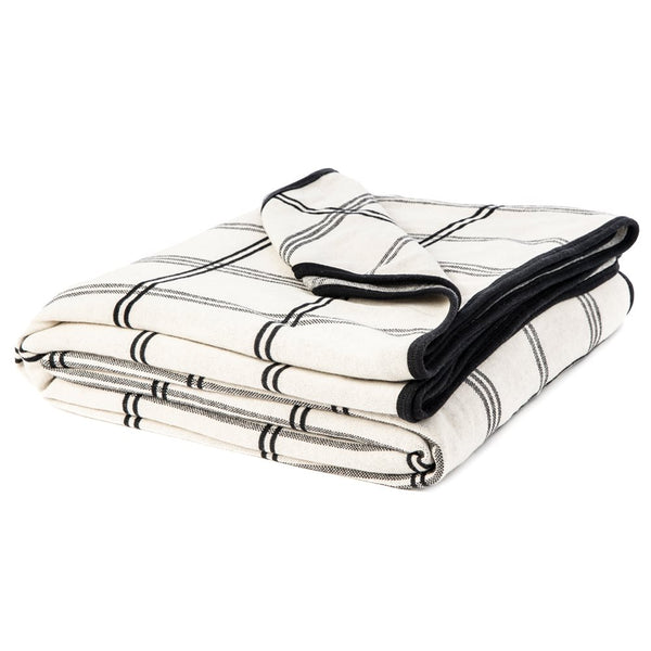WALTER BEIGE AND BLACK PLAID THROW / PILLOW