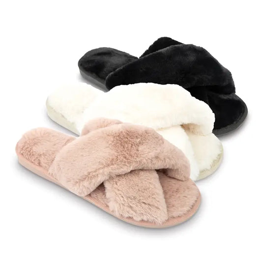 Plush Crossband Slippers