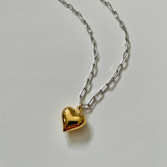 Chunky Heart Necklace- Gold Heart