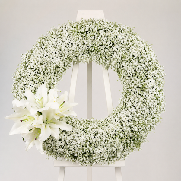 Baby’s Breath & Lily Sympathy Wreath
